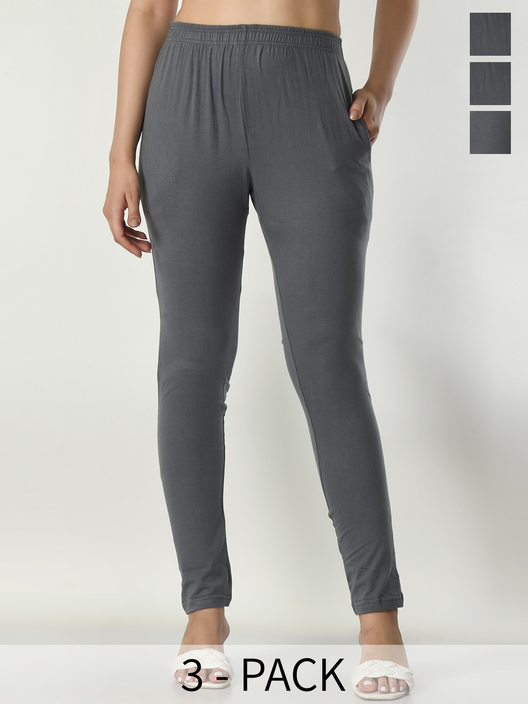 

BAESD Pack Of 3 Ankle Length Leggings, Grey