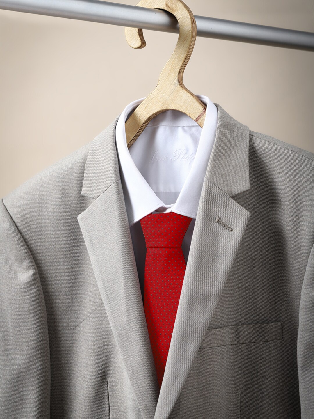 

Louis Philippe Men Textured Skinny Tie, Red