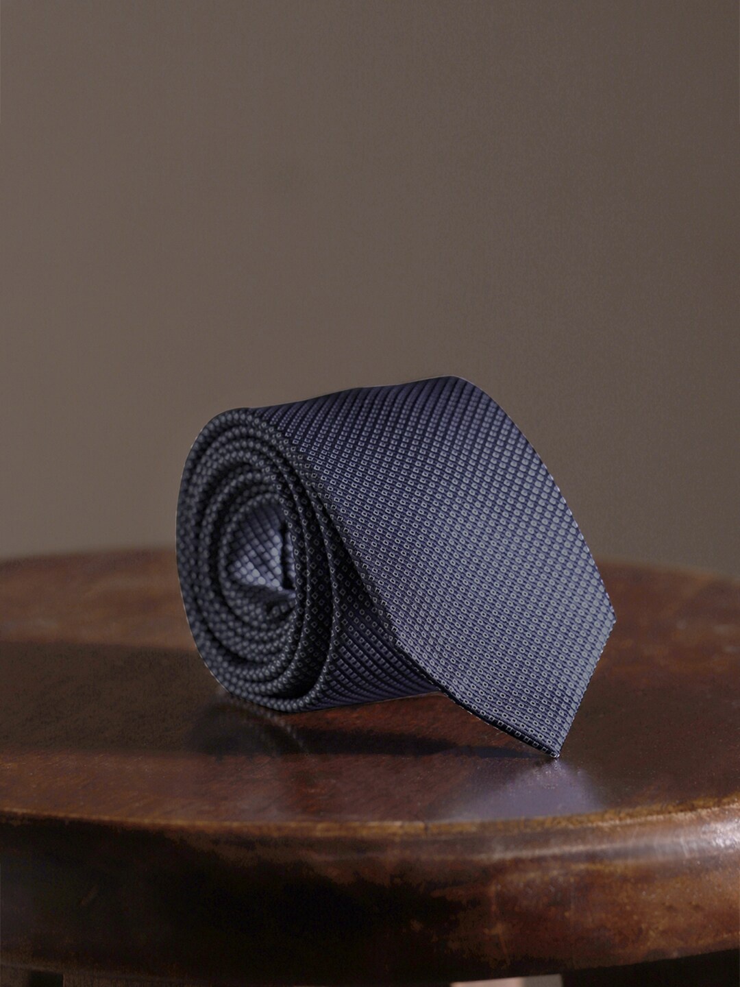 

Louis Philippe Men Woven Design Broad Tie, Navy blue