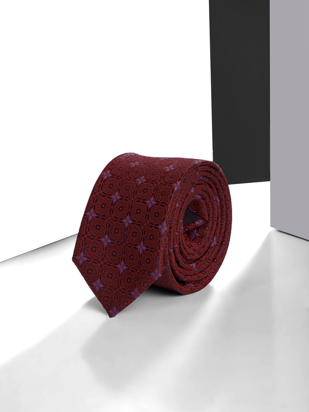 

Louis Philippe Men Woven Design Broad Tie, Maroon