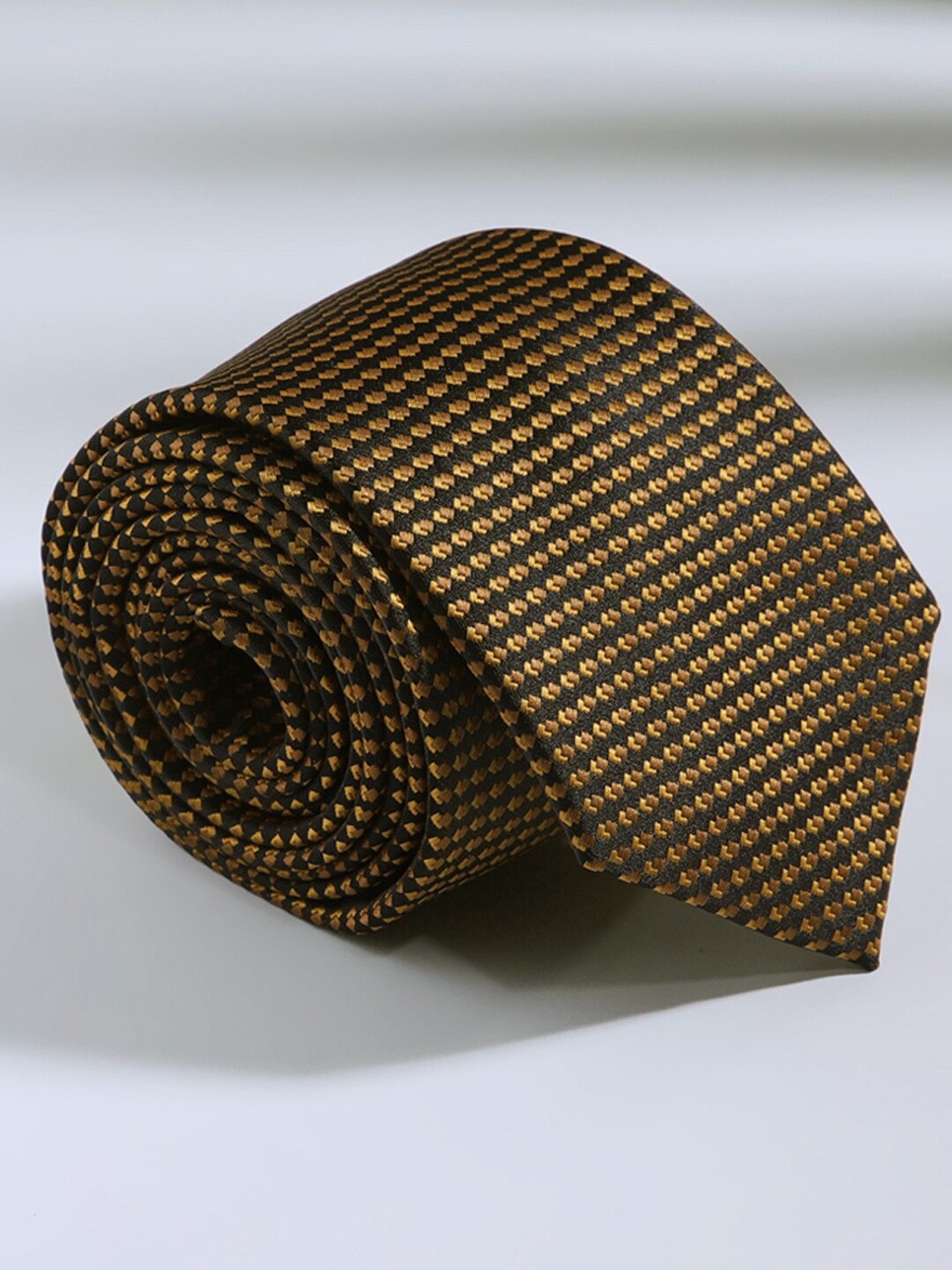 

Louis Philippe Men Woven Design Skinny Tie, Brown