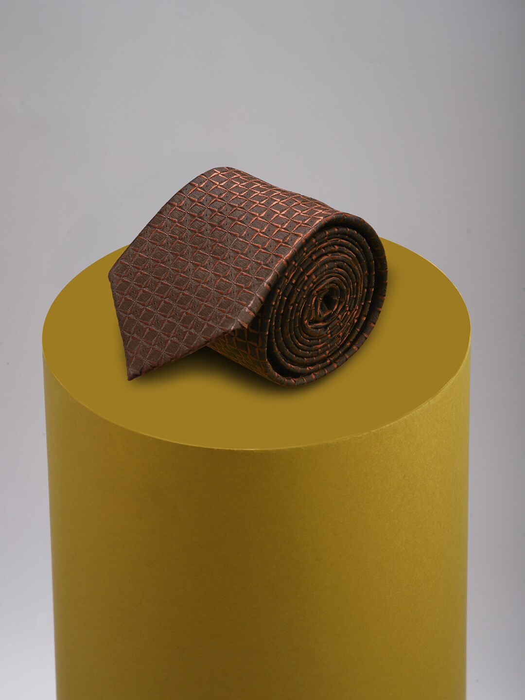

Louis Philippe Men Woven Design Broad Tie, Brown