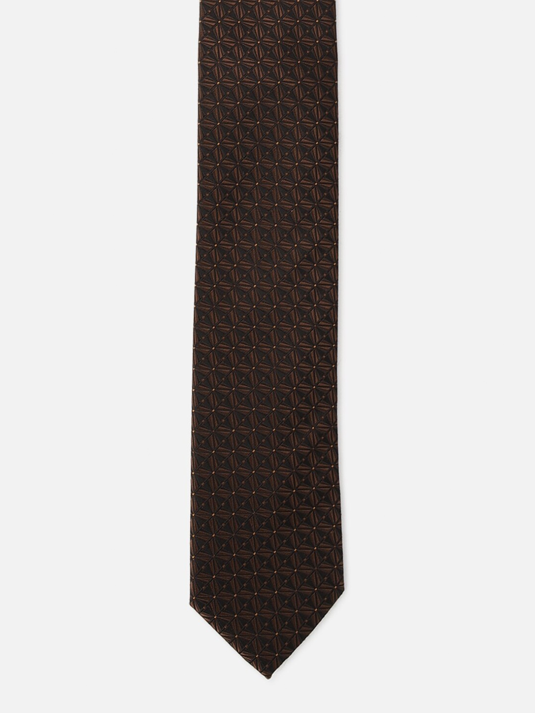 

Louis Philippe Men Checked Skinny Tie, Brown