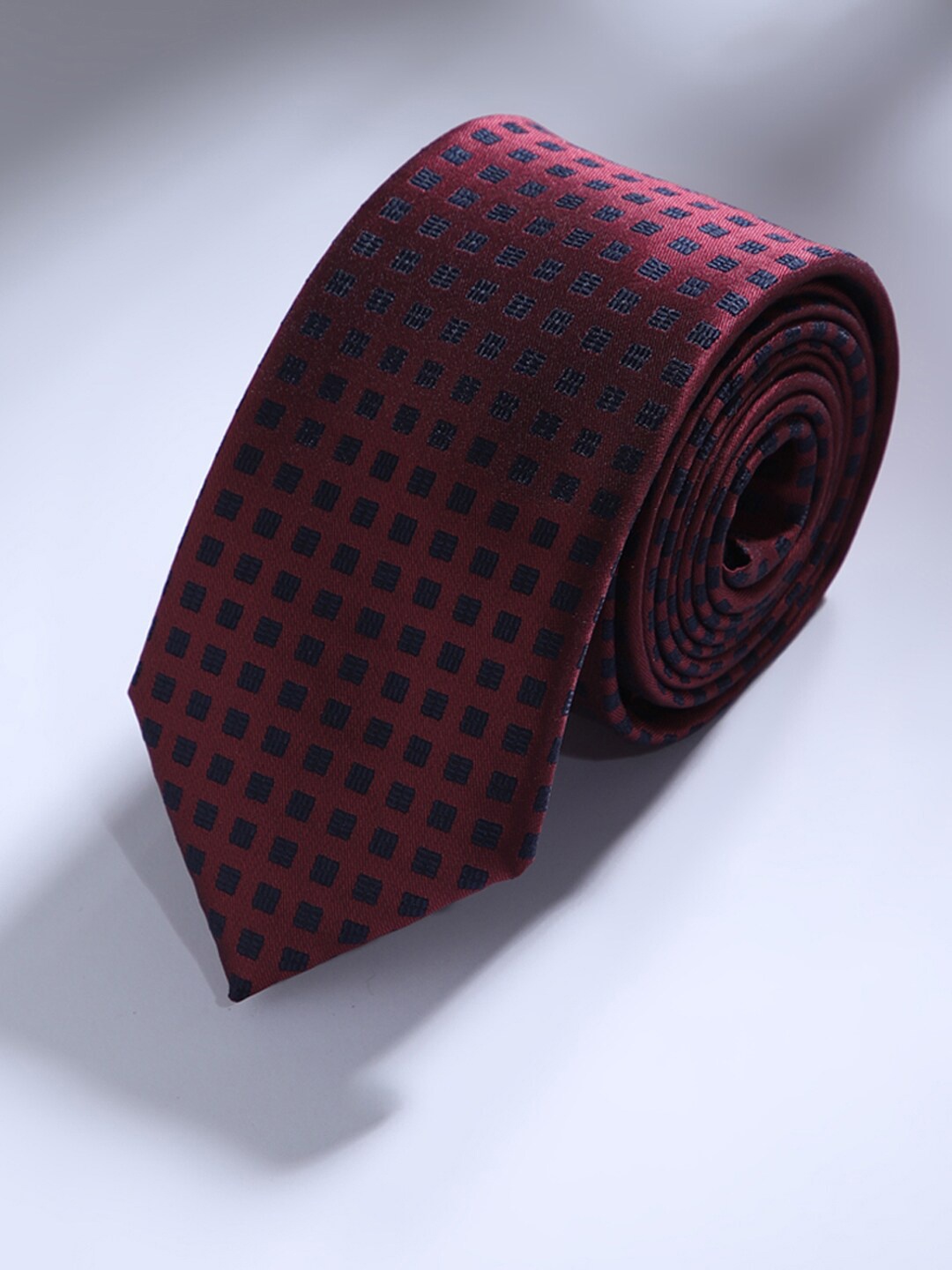 

Louis Philippe Men Checked Broad Tie, Maroon