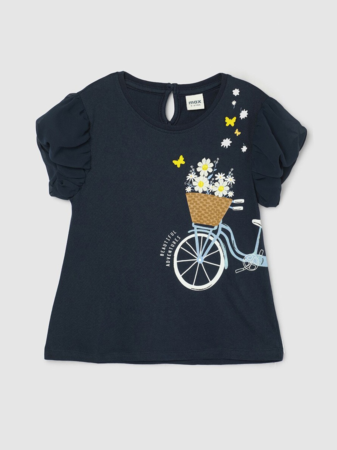 

max Print Cotton Top, Navy blue