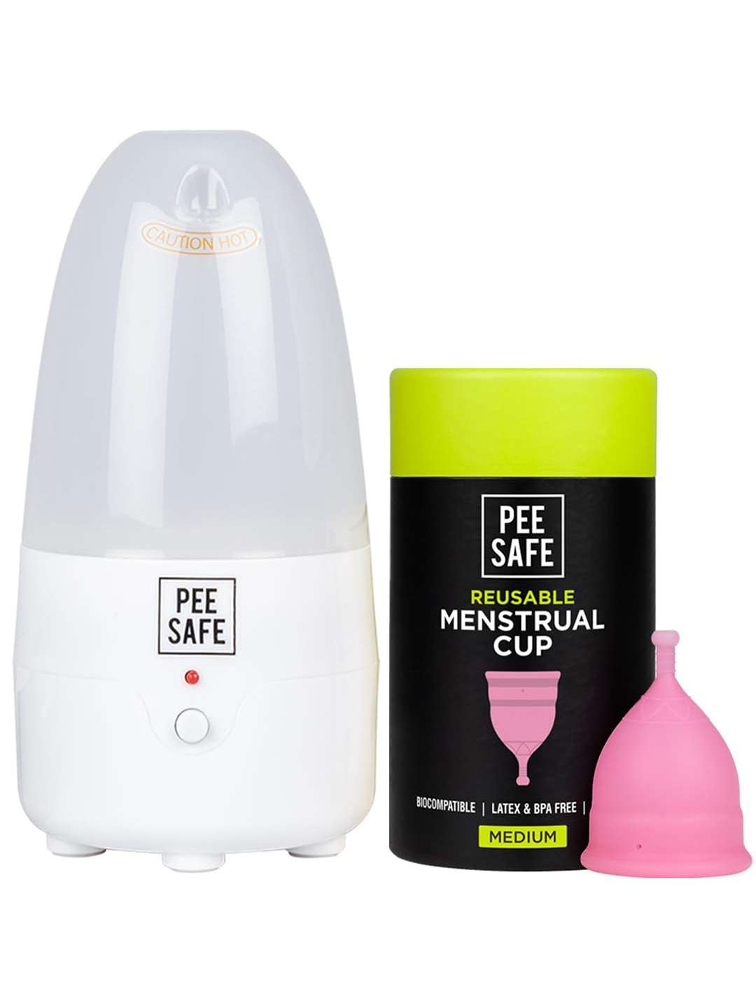 

PEESAFE Medium Menstrual Cup and Sterilizer Set - Cleans in 5 Minutes, White