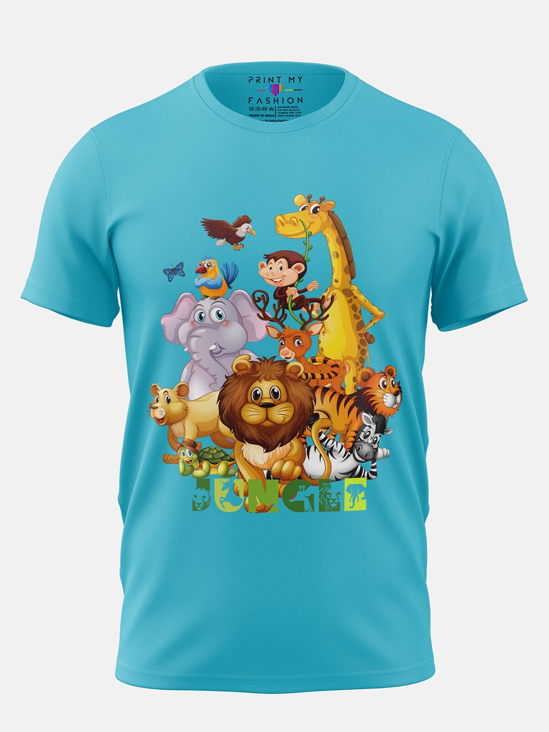 

Print My Fashion Boys Jungle Animal Printed Cotton T-shirt, Blue