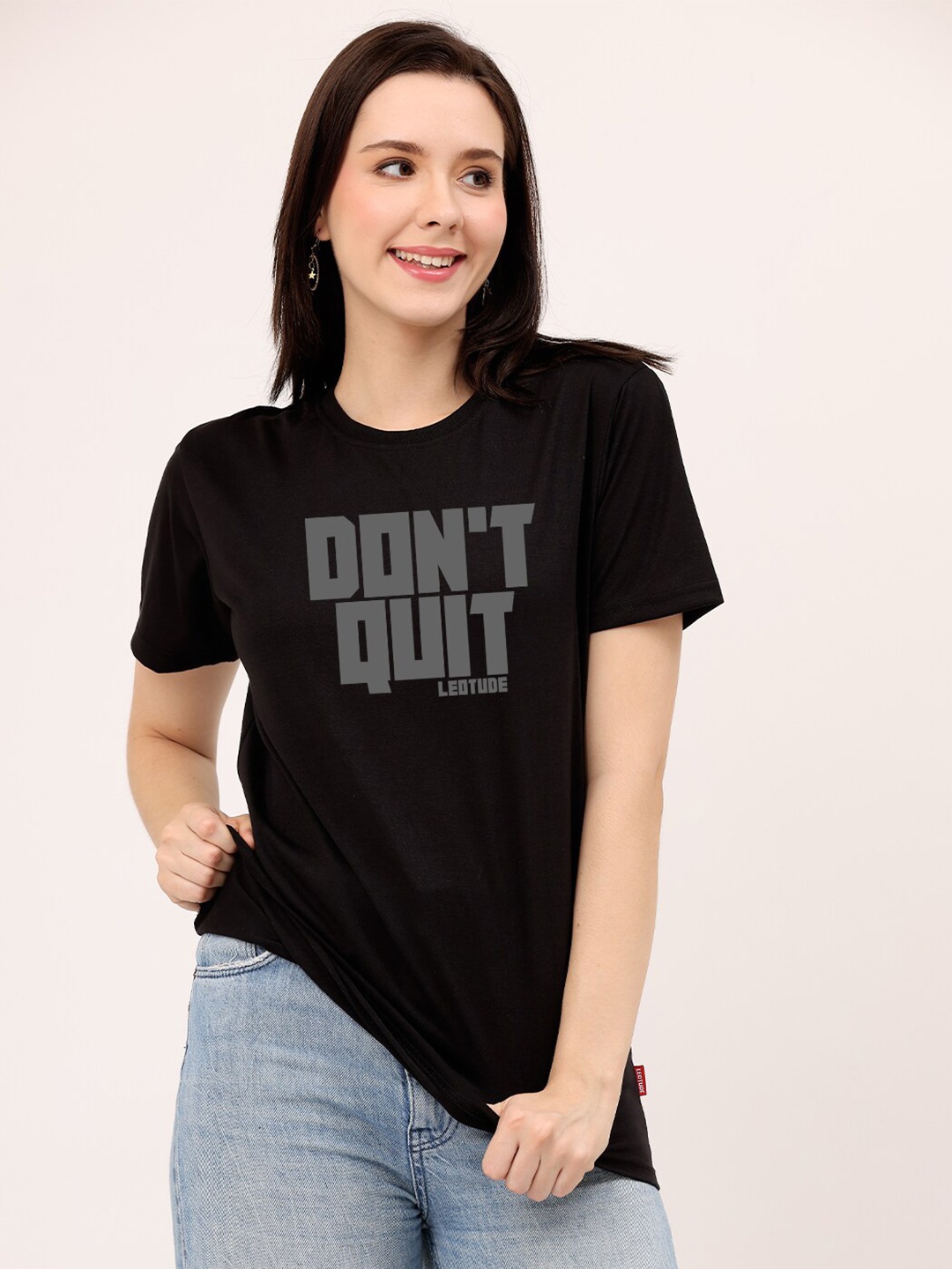 

Leotude Typography Printed Boxy T-shirt, Black