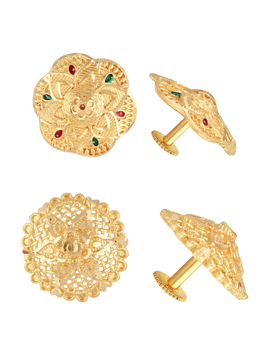 

Vighnaharta Floral Studs Earrings, Gold