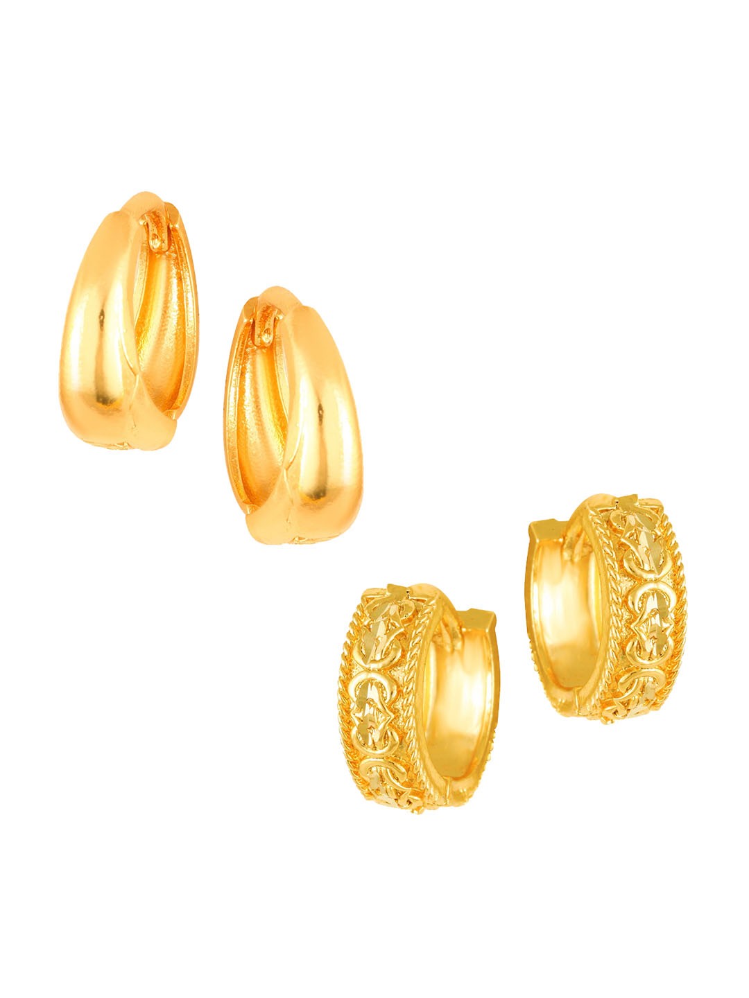 

Vighnaharta Set Of 2 Gold-Plated Brass Contemporary Hoop Earrings