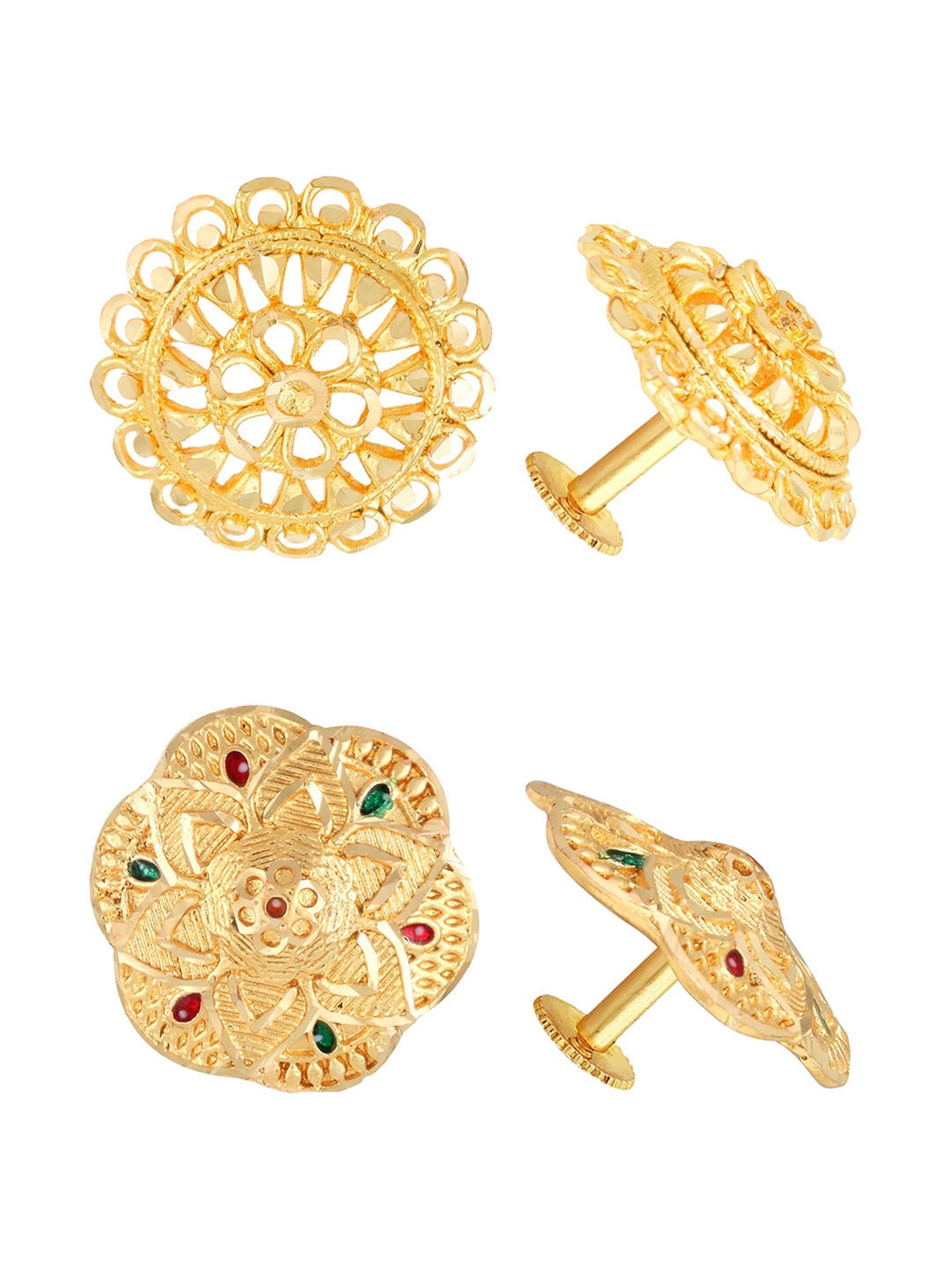 

Vighnaharta Floral Studs Earrings, Gold
