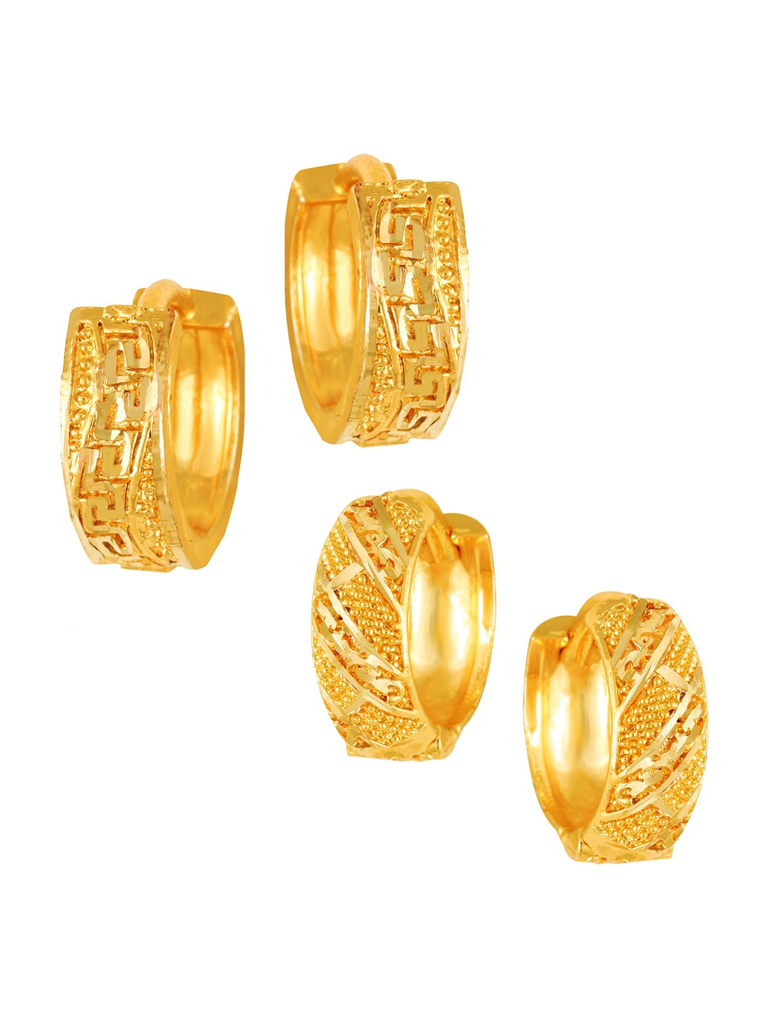 

Vighnaharta Set Of 2 Floral Gold-Plated Hoop Earrings