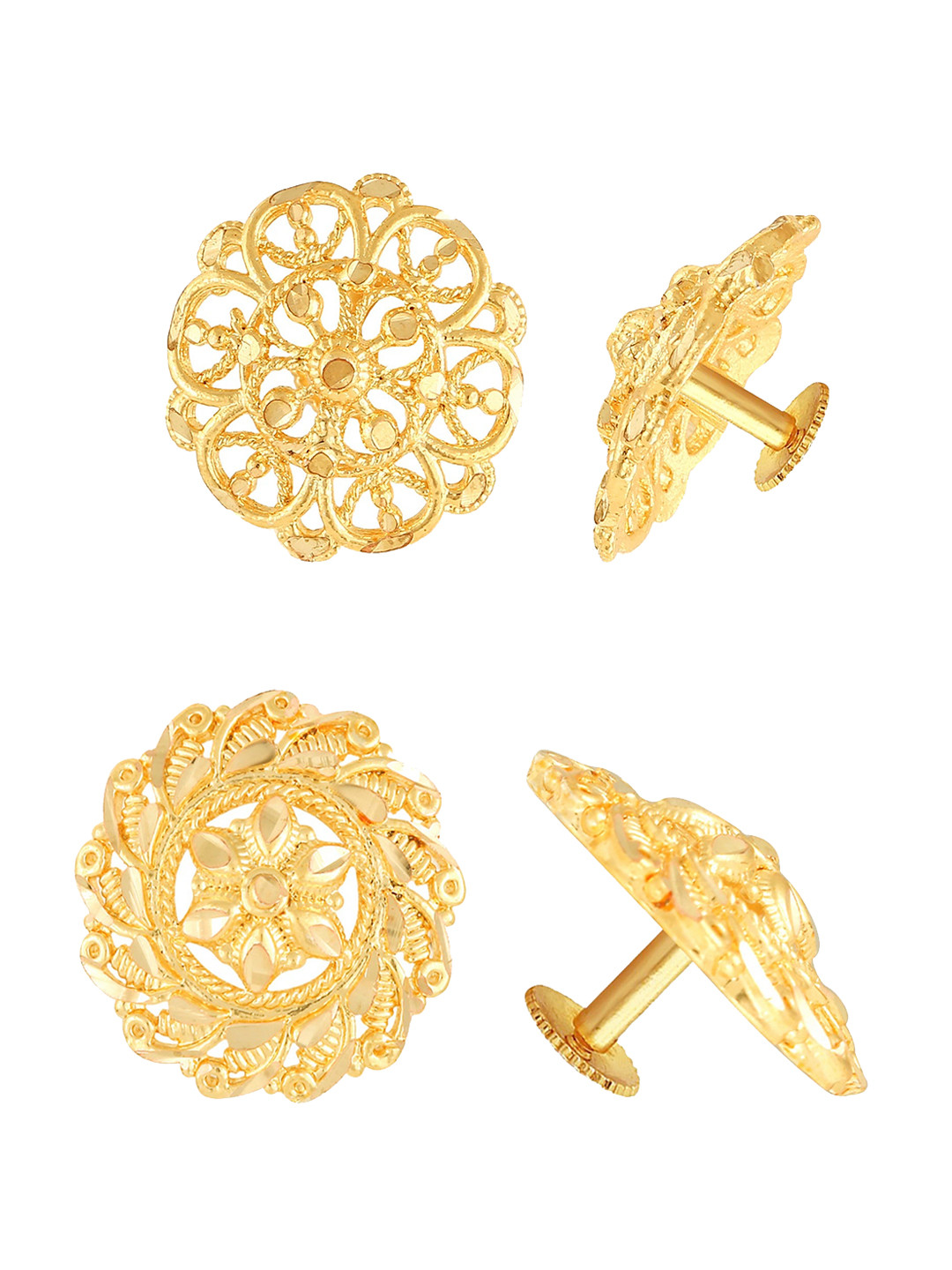 

Vighnaharta Set Of 2 Gold Plated Floral Studs