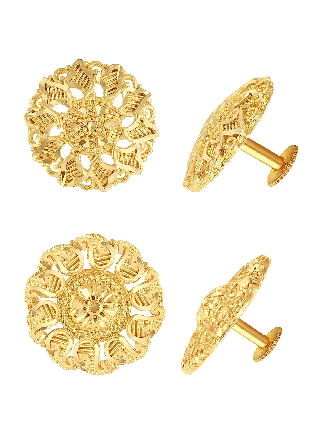 

Vighnaharta Set Of 2 Floral Gold-Plated Studs Earrings