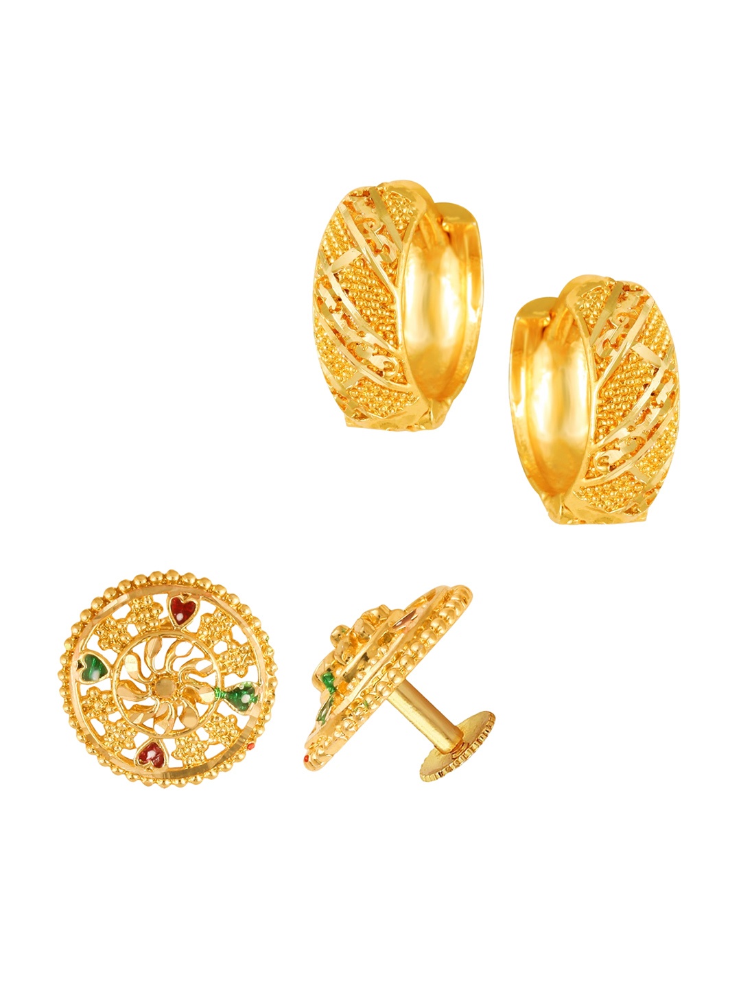 

Vighnaharta Floral Studs Earrings, Gold
