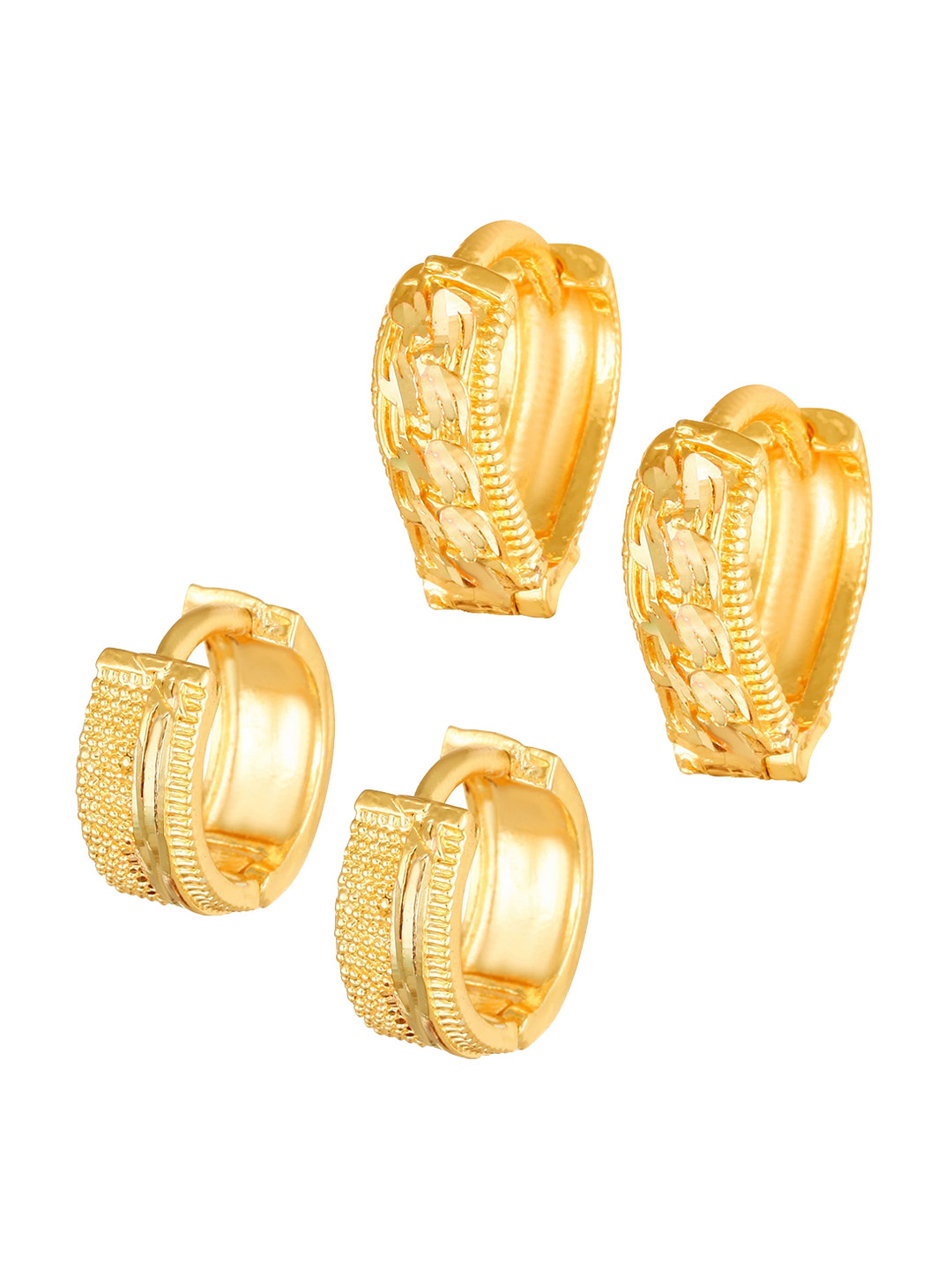 

Vighnaharta Set Of 2 Gold-Plated Floral Hoop Earrings