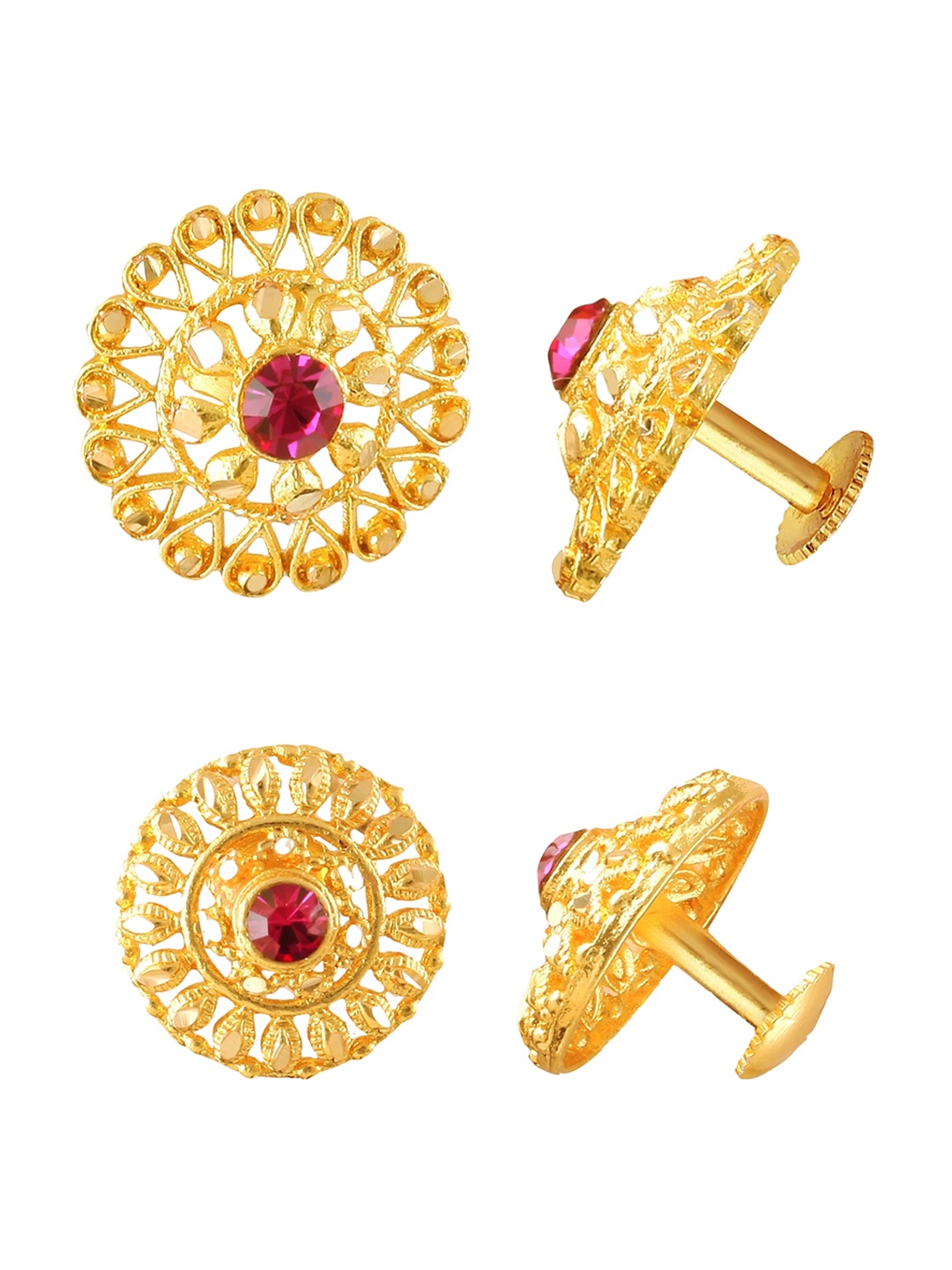 

Vighnaharta Set Of 2 Gold-Plated Cubic Zirconia-Studded Stud Earrings