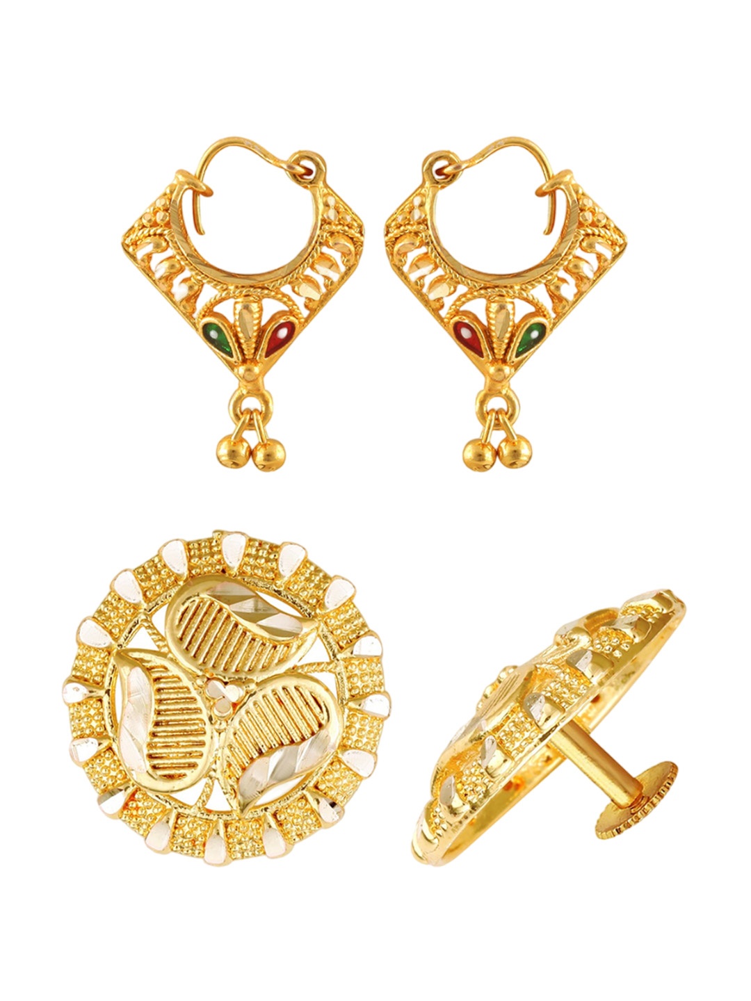 

Vighnaharta Set Of 2 Gold Plated Floral Studs
