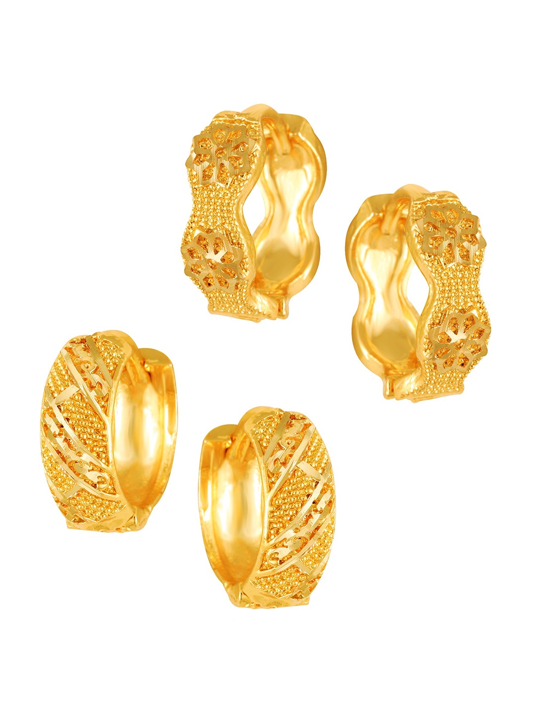 

Vighnaharta Set Of 2 Gold-Plated Hoop Earrings