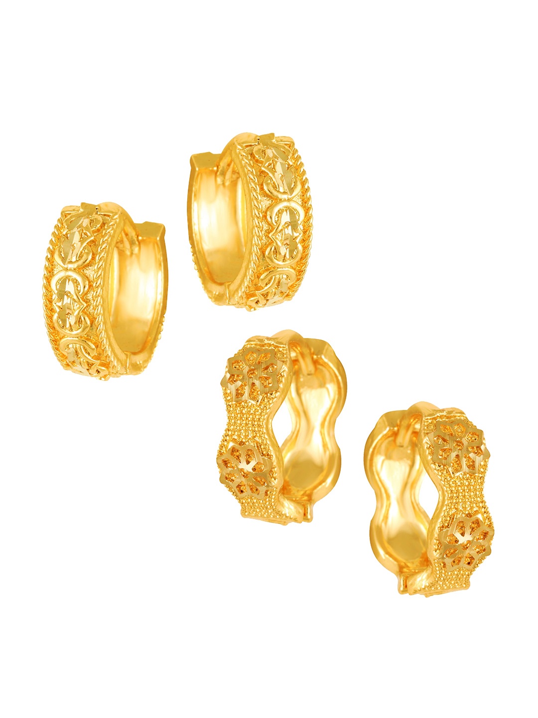 

Vighnaharta Set Of 2 Gold Plated Circular Hoop Earrings