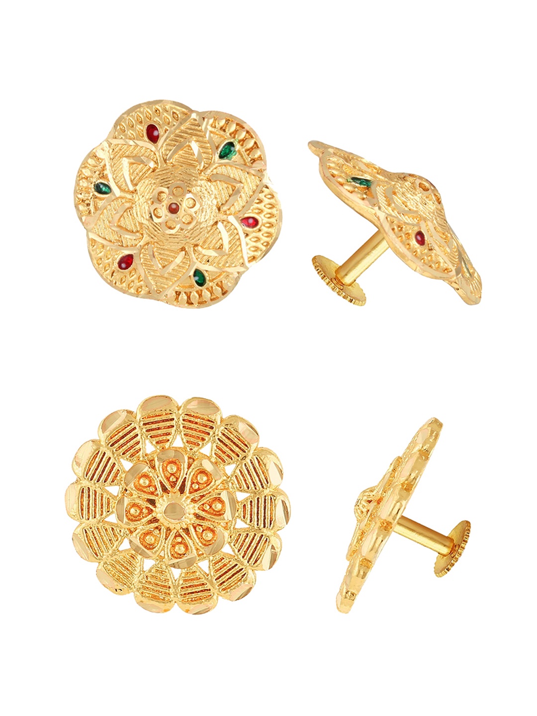 

Vighnaharta Floral Studs Earrings, Gold