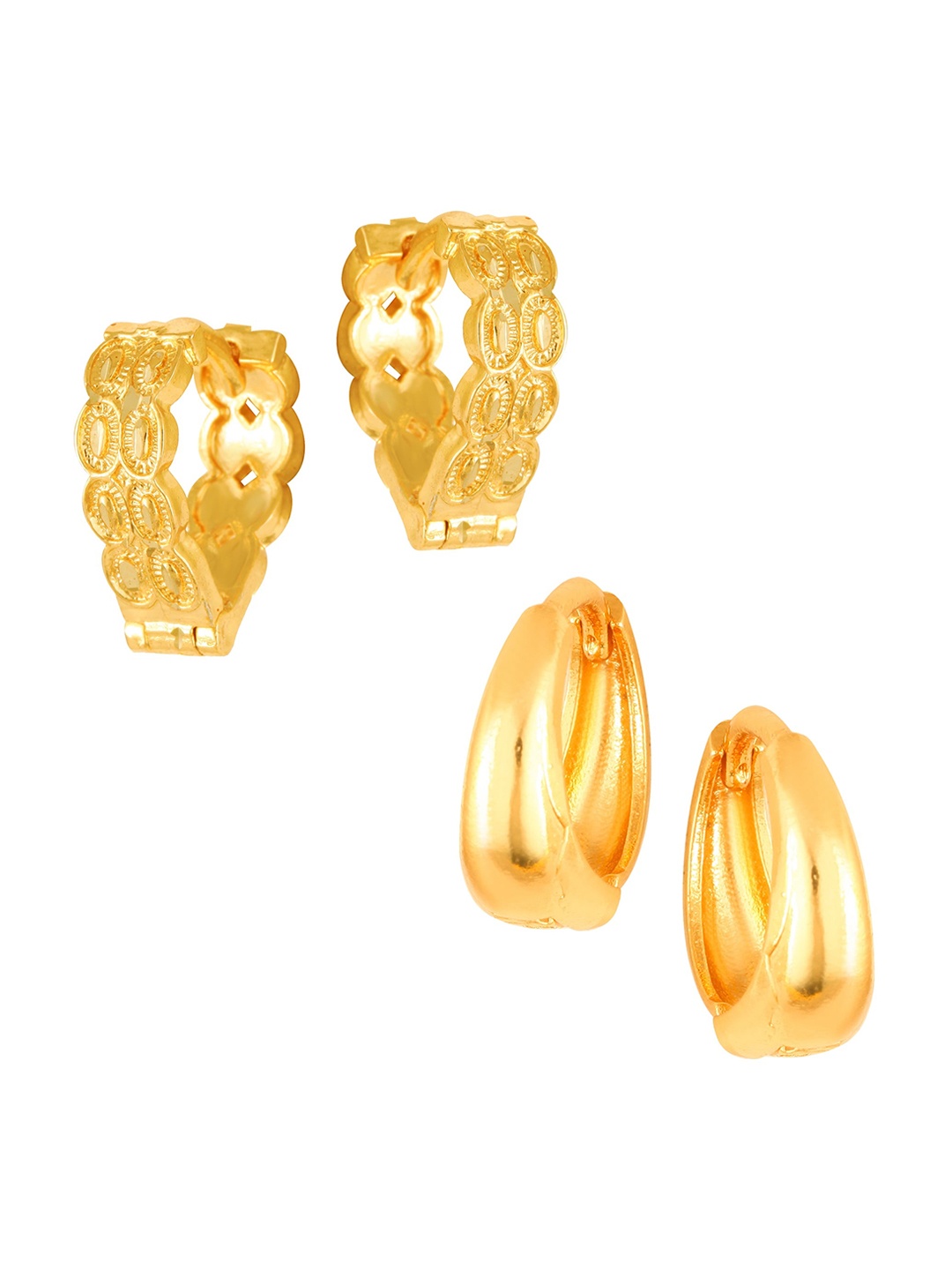 

Vighnaharta Set Of 2 Gold-Plated Brass Floral Hoop Earrings
