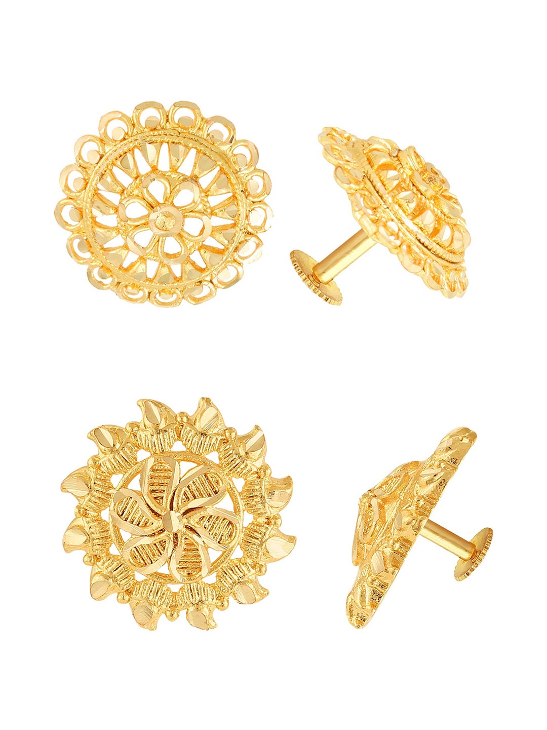 

Vighnaharta Set of 2 Brass Floral-Shaped Stud Earrings, Gold