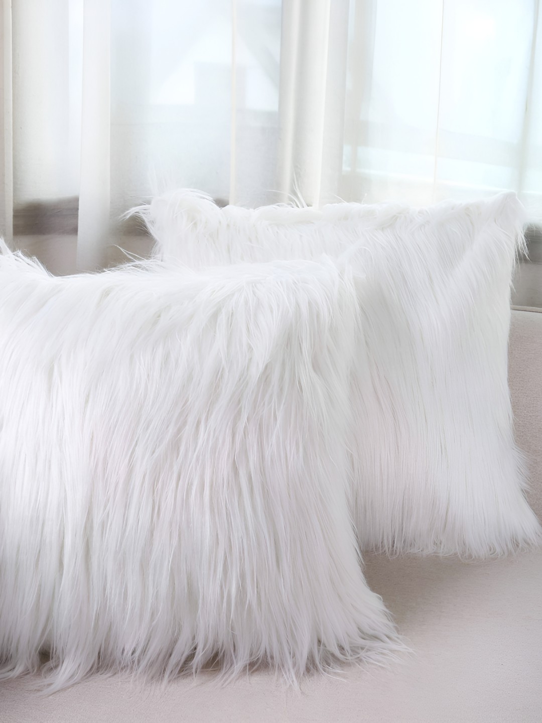 

TANLOOMS White 2 Pcs Embellished Square Cushion Covers