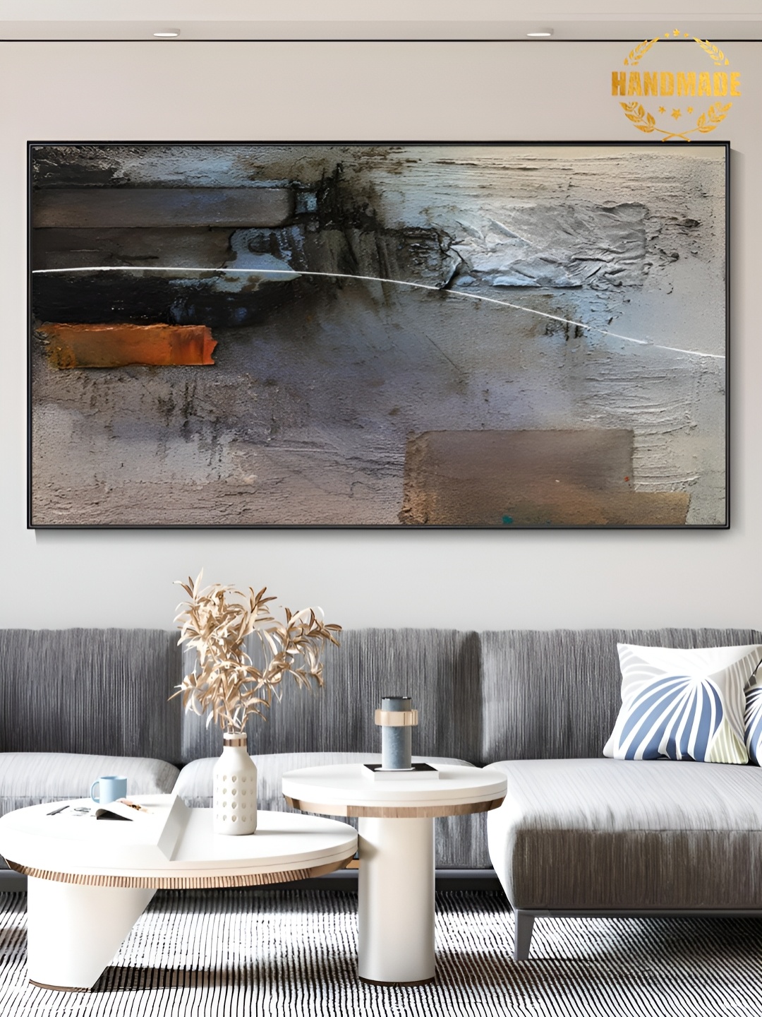 

THE HANDMADE FLAIR Black & Brown Abstract Graffiti Wooden Painting Wall Art