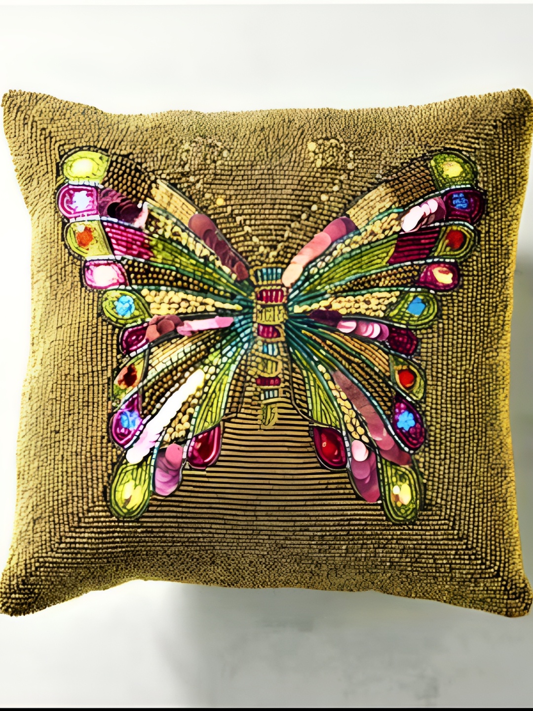 

Aditya Impex Green & Pink Embellished Silk Square Cushion Cover