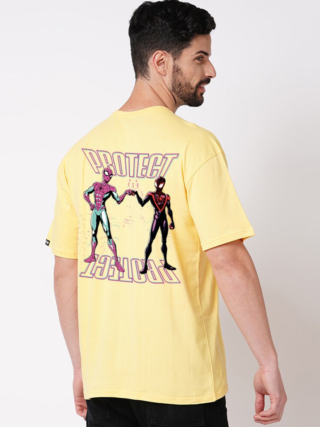 

Wear Your Opinion Men Graphic Printed Oversized Loose Baggy T-shirt, Yellow