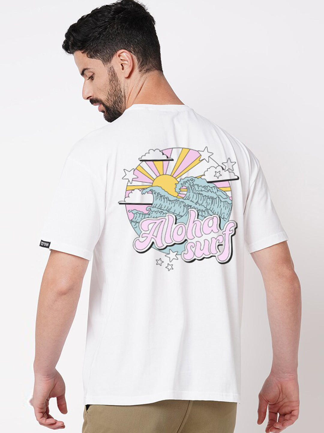 

Wear Your Opinion Tropical Printed Cotton Oversized T-shirt, White