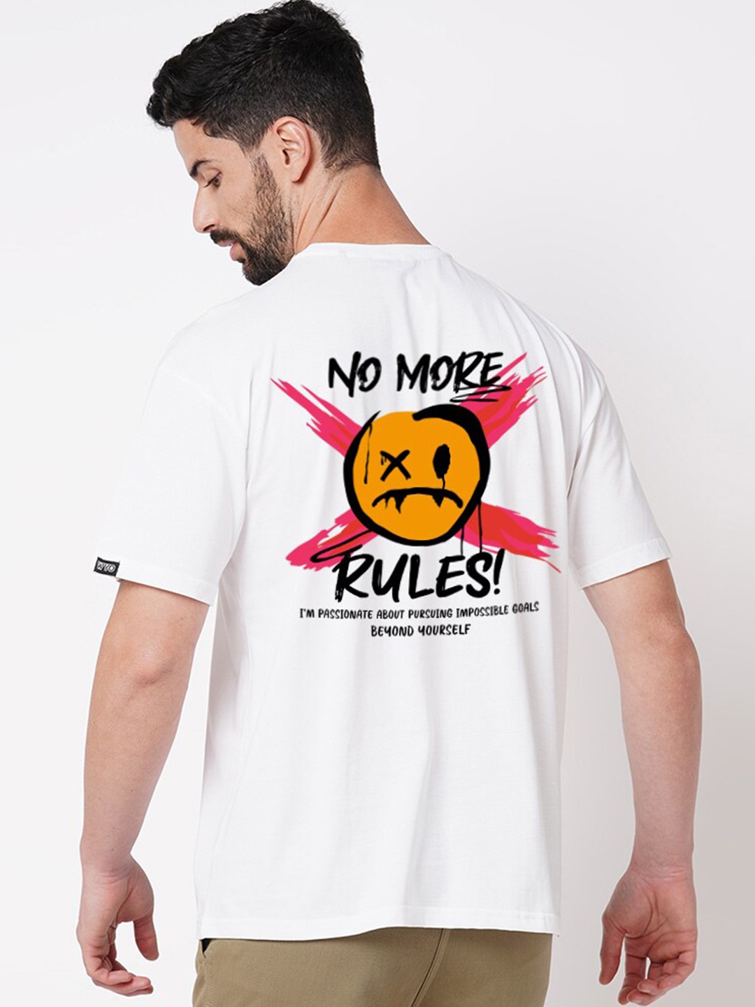 Wear Your Opinion Typography Printed Cotton Oversized T-shirt, White