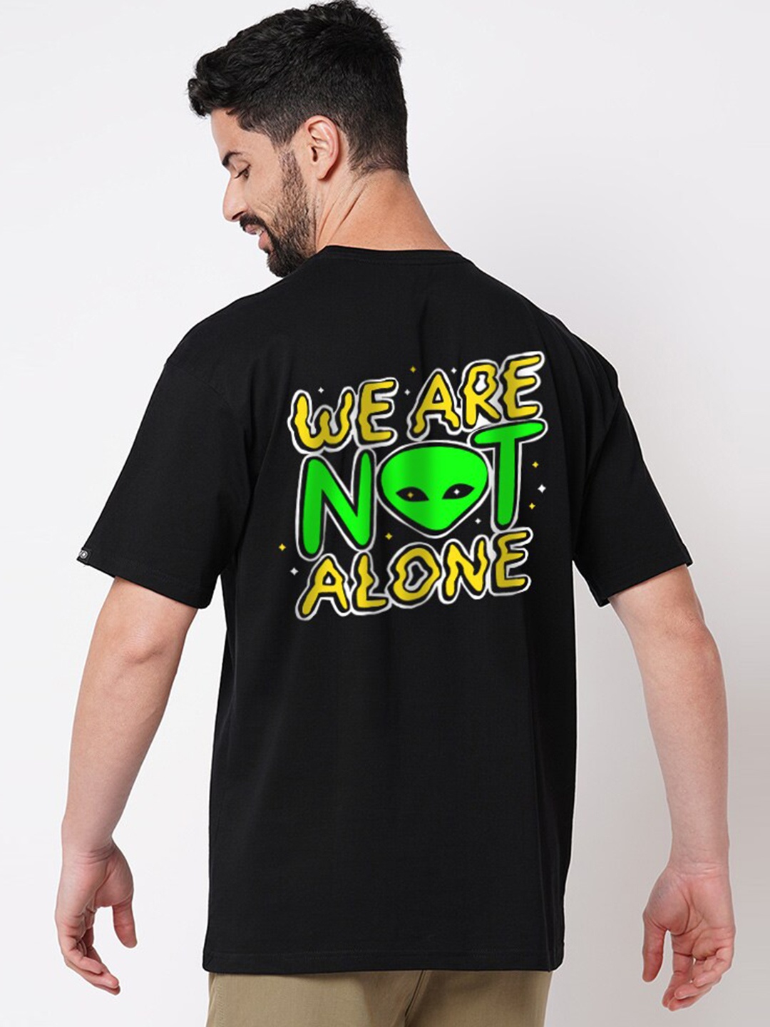 

Wear Your Opinion Typography Printed Cotton Oversized T-shirt, Black