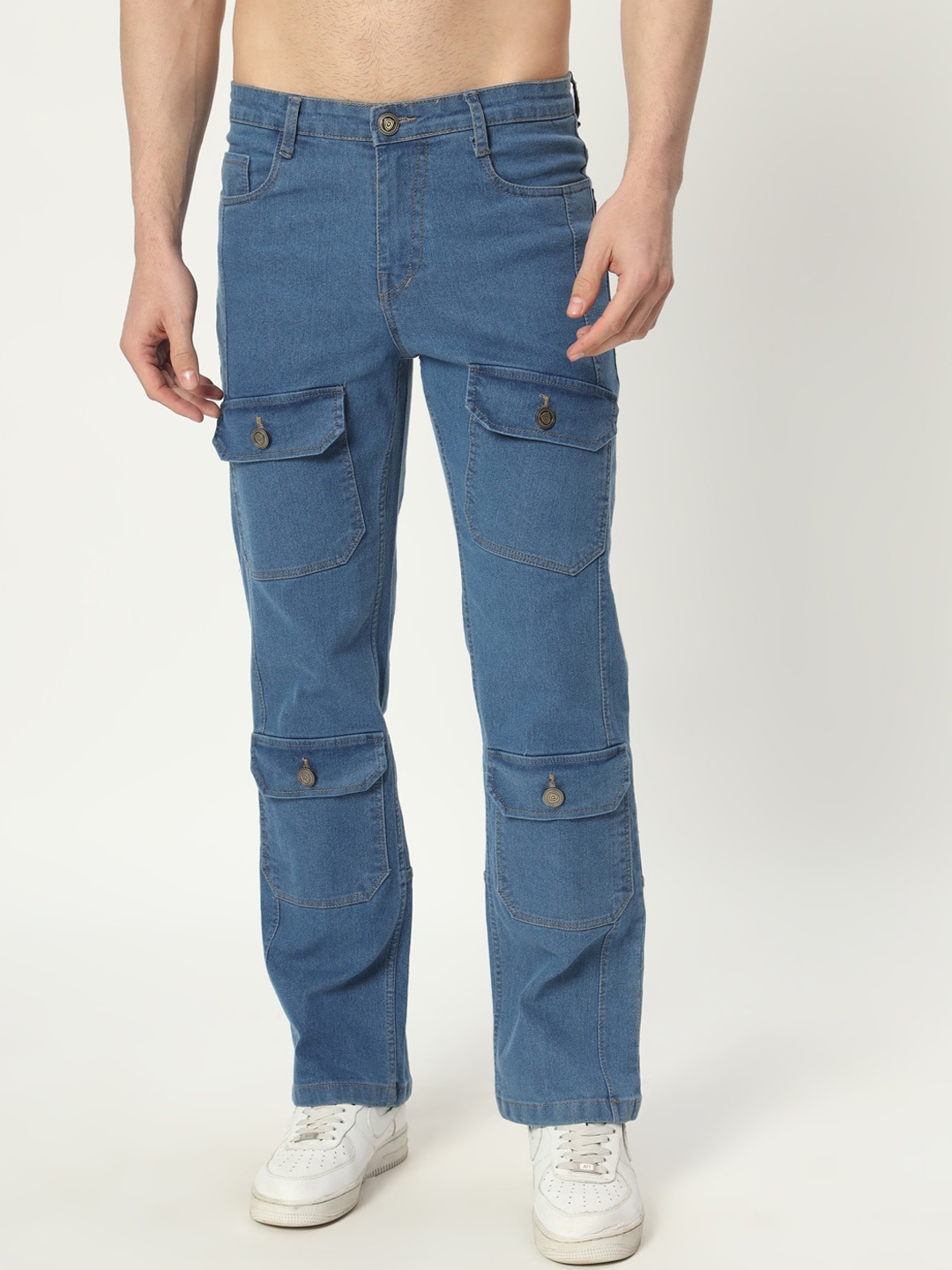 

BAESD Men Jean Straight Fit Stretchable Cotton Cargo Style Jeans, Blue