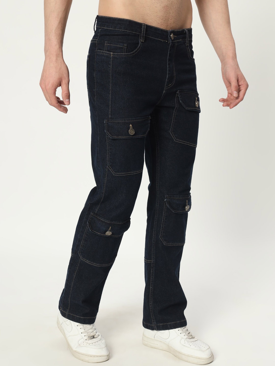 

BAESD Men Jean Straight Fit Clean Look Stretchable Jeans, Navy blue