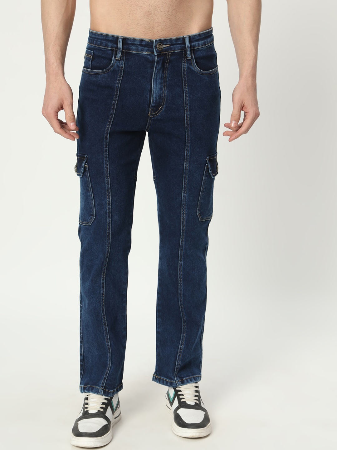 

BAESD Men Jean Straight Fit Clean Look Stretchable Jeans, Blue