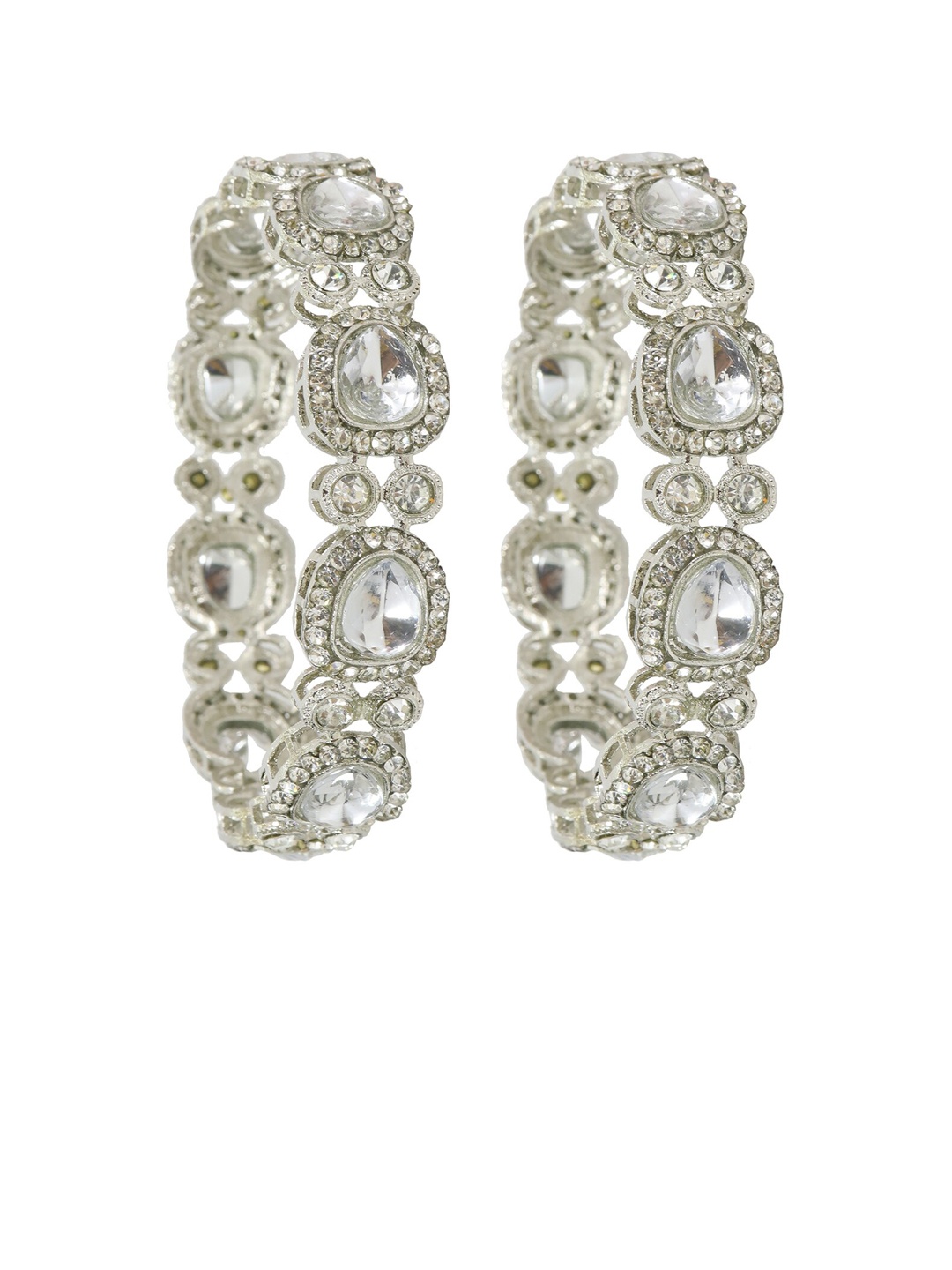 

NMII Set Of 2 American Diamond Studded Bangles, Silver