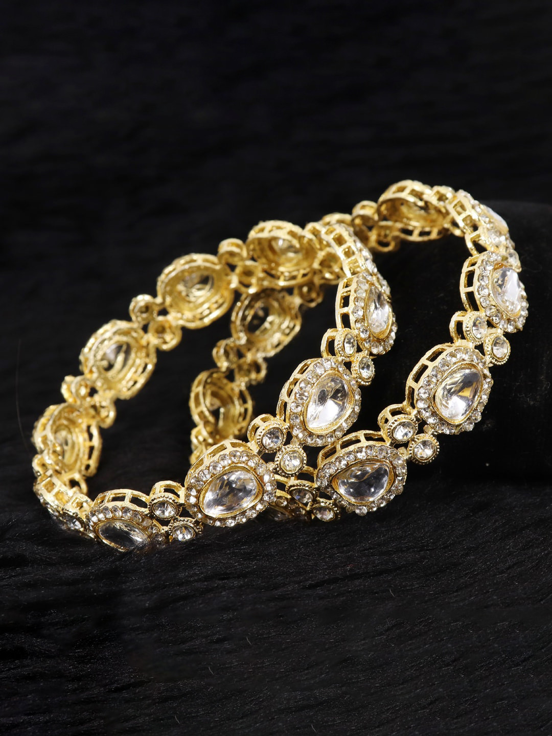 

NMII Set Of 2 Gold-Plated American Diamond Studded Bangles