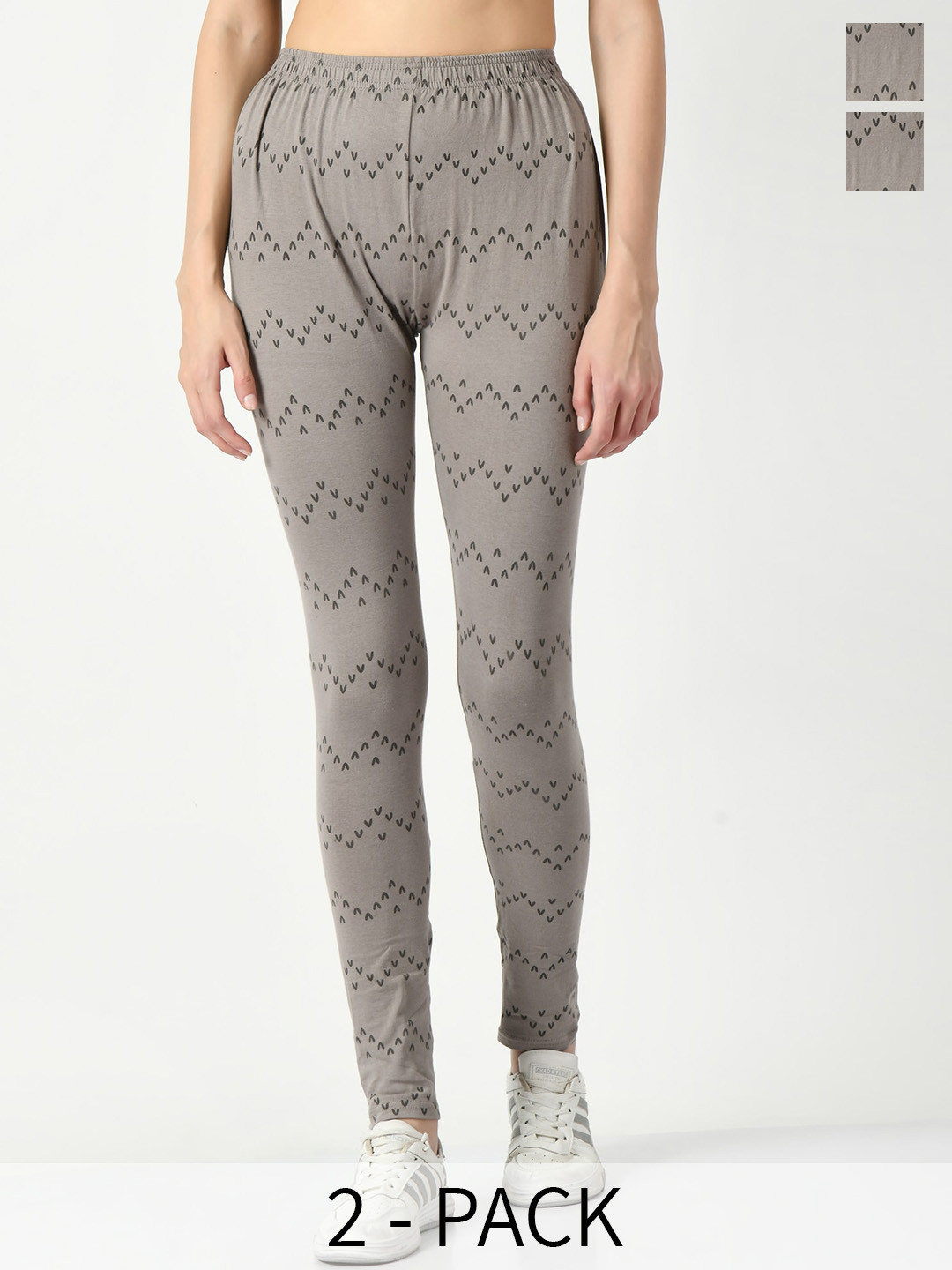

BAESD Pack Of 2 Printed Soft Slim Fit Ankle Length Leggings, Grey
