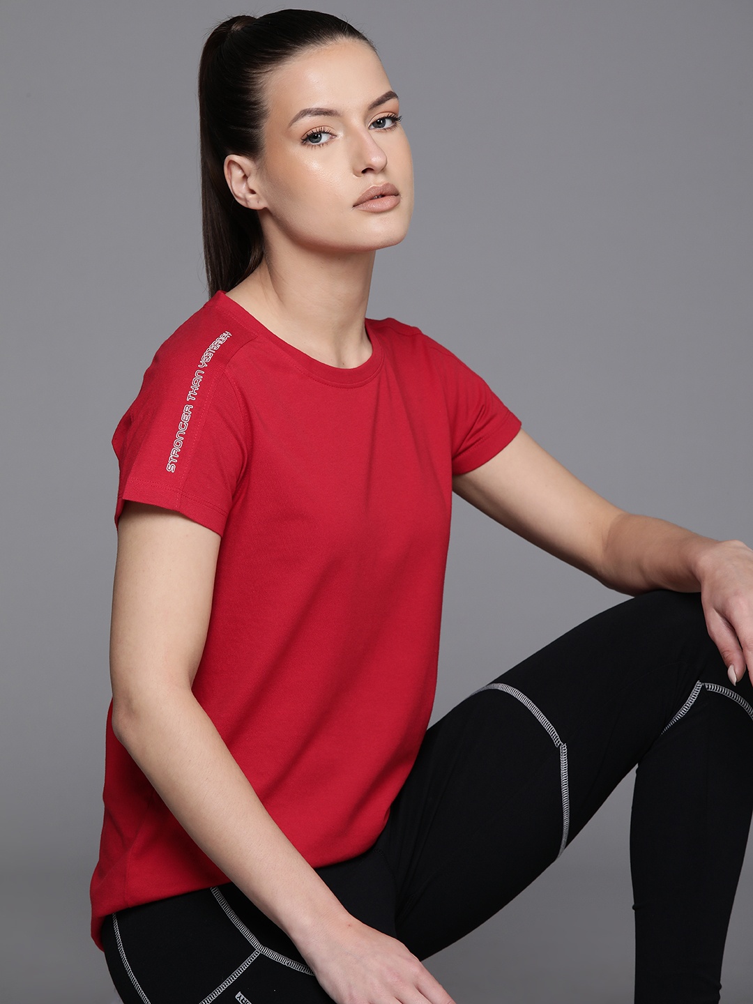 

HRX by Hrithik Roshan Women Typography Printed T-shirt, Red