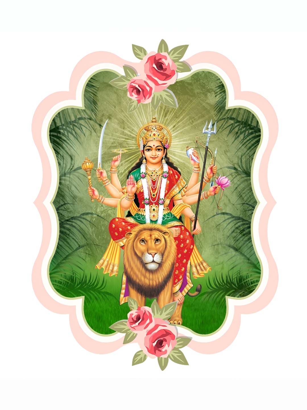 

Aquire Green & Red Goddess Durga Self-Adhesive Wall Sticker