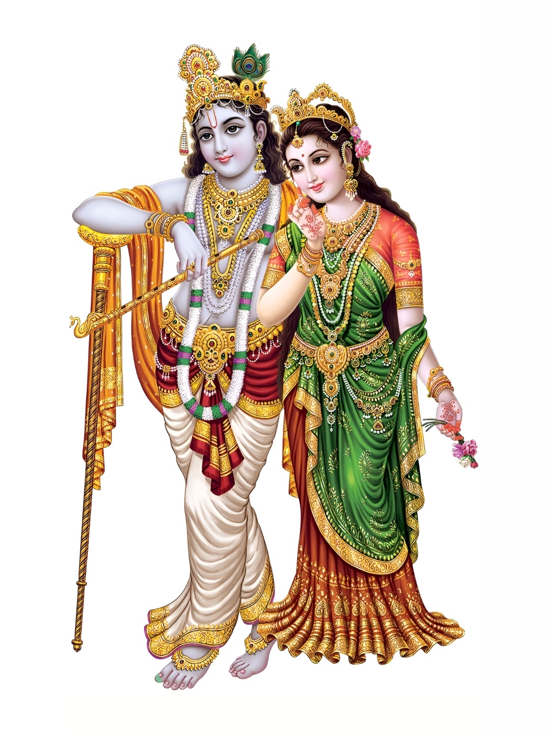 

Aquire Rangoli White & Green Radha Krishna Printed Wall Sticker