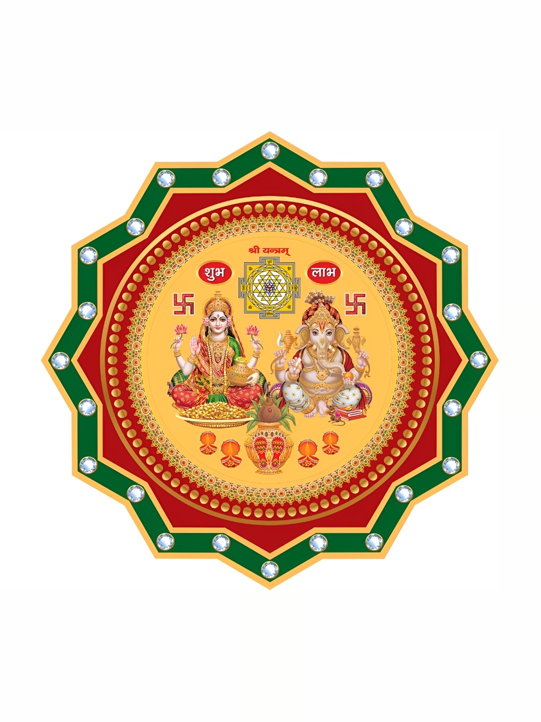

Aquire god & god's Yellow & Maroon Lakshmi Ganesh Self-Adhesive Wall Sticker