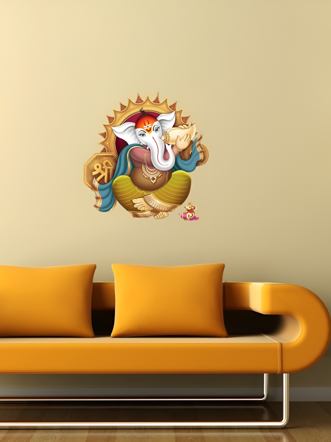 

Aquire god & god's Brown & Green Modern Art Ganesha Printed Wallpaper