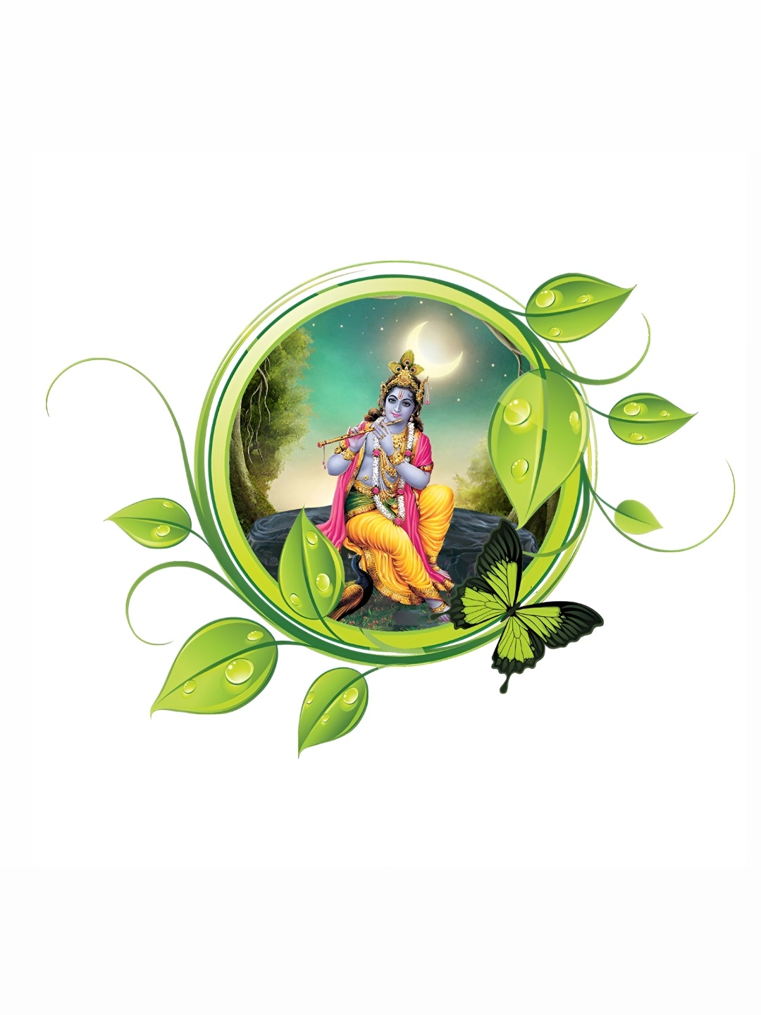 

Aquire Green & Yellow Krishna Printed Wall Sticker