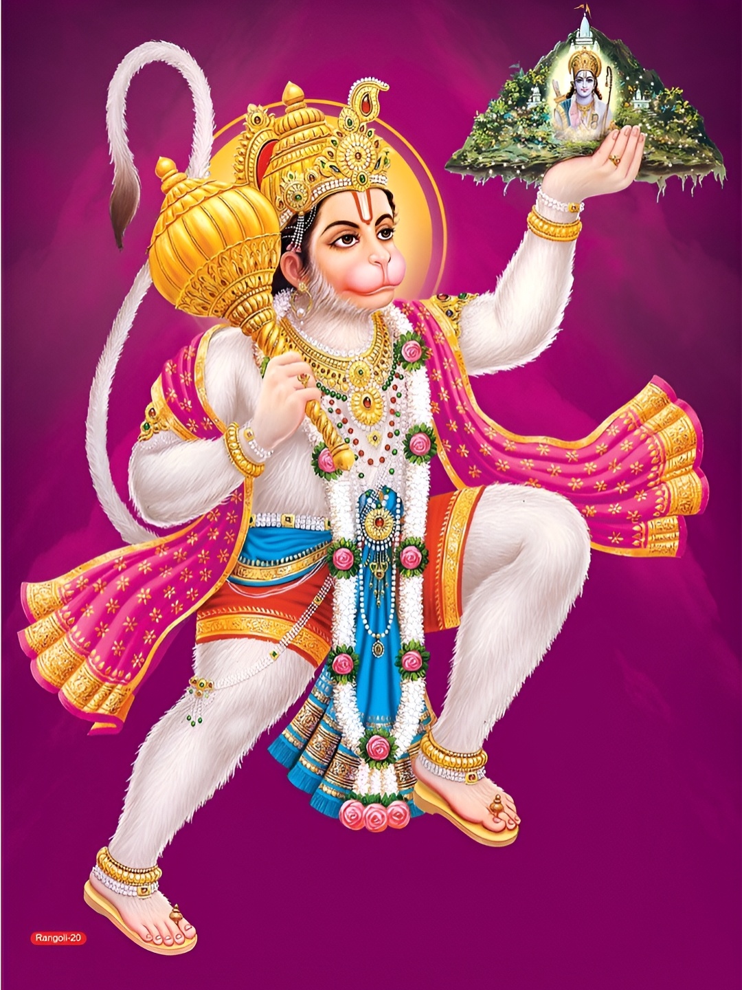 

Aquire Purple & White Pahad Hanuman Printed Non-Reusable Wallpaper
