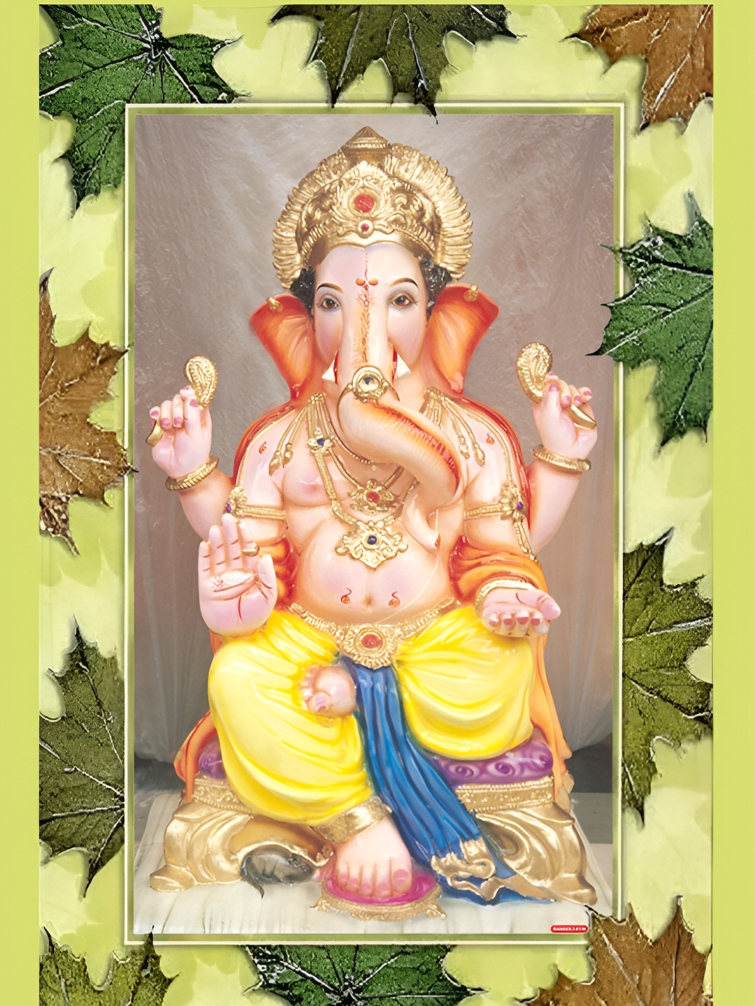 

Aquire god & god's Beige & Yellow Ganesha Ji Printed Self-adhesive Wallpaper