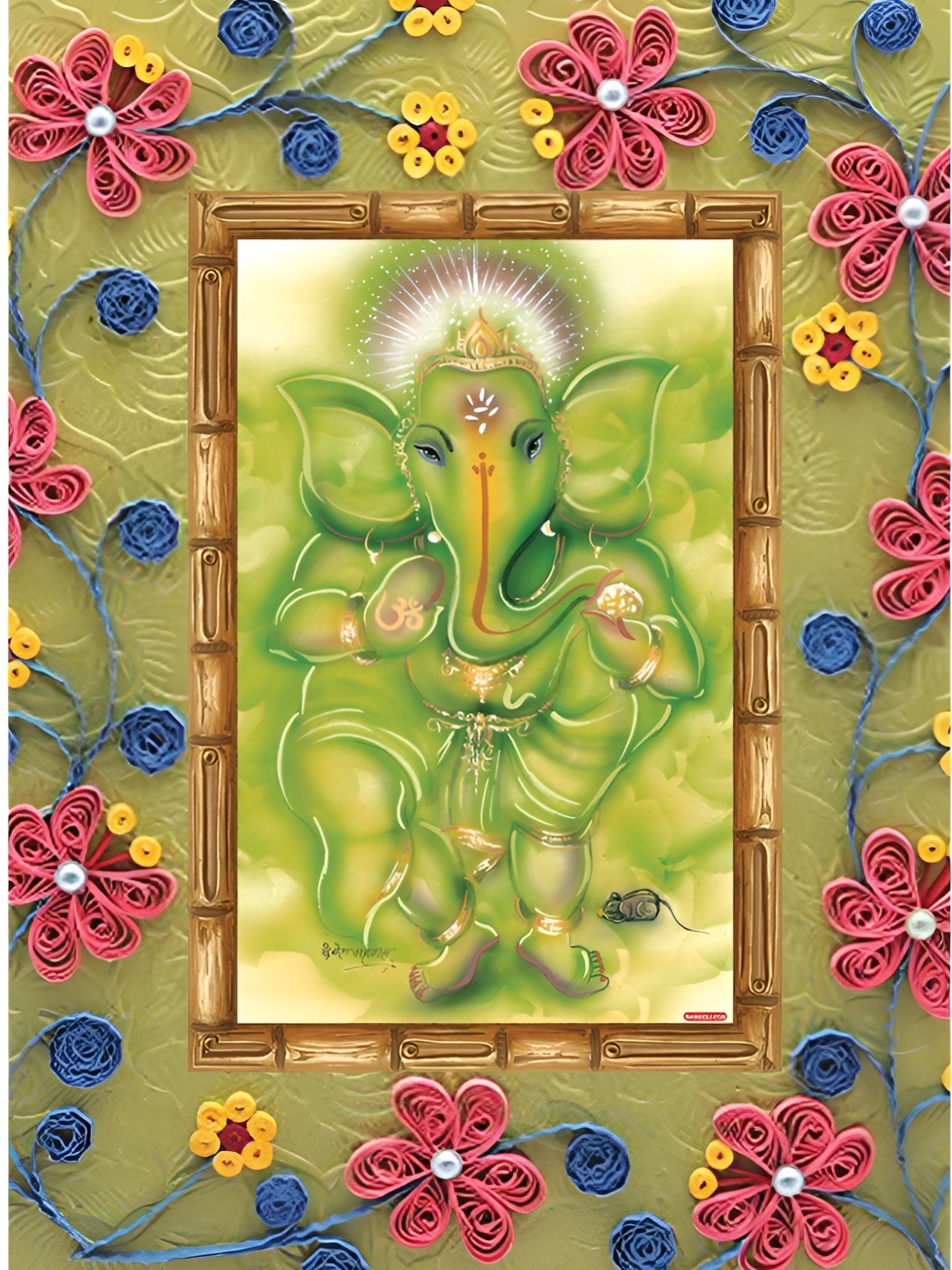 

Aquire Green Lord Ganesha Ji Sparkle Lamination Wall Sticker