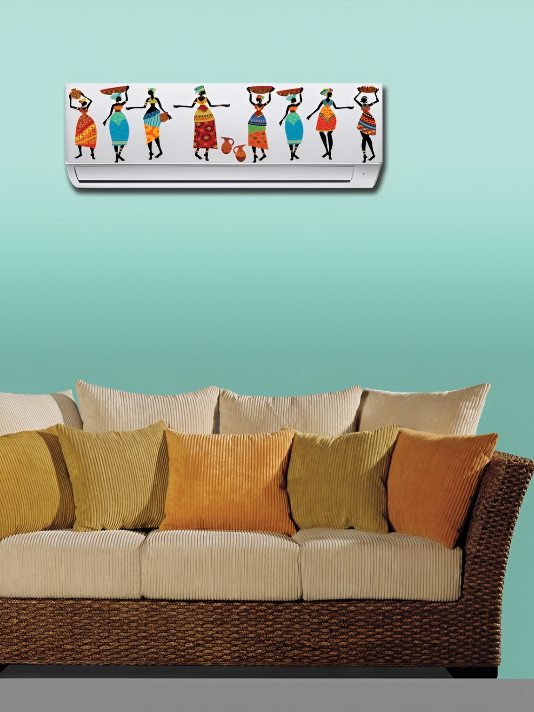 

Aquire RANGOLI Brown & Red African Woman Printed Air Conditioner Sticker, Blue
